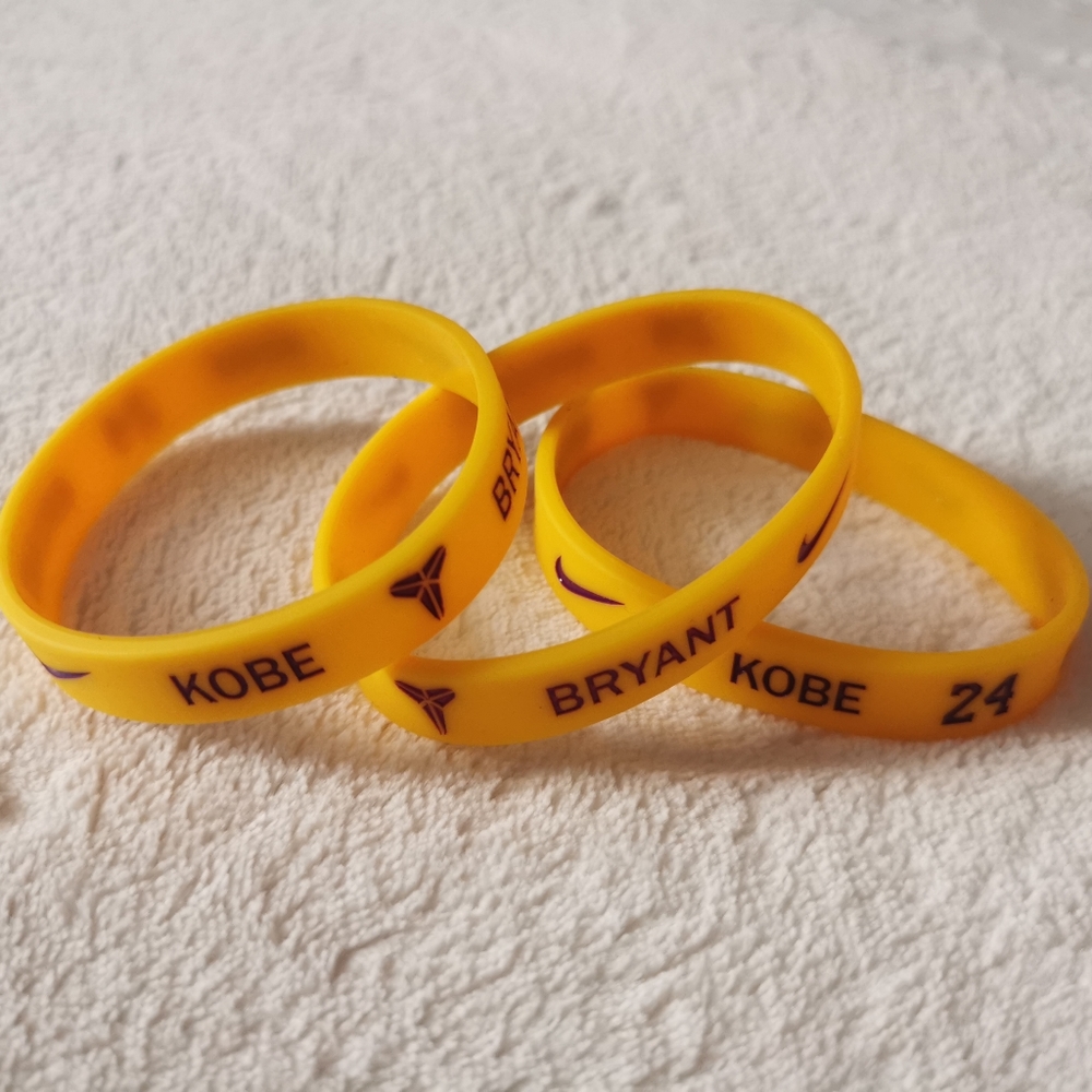Nike Men's Silicone Rubber Bracelet,Kobe Bryant,3pcs set,YELLOW
